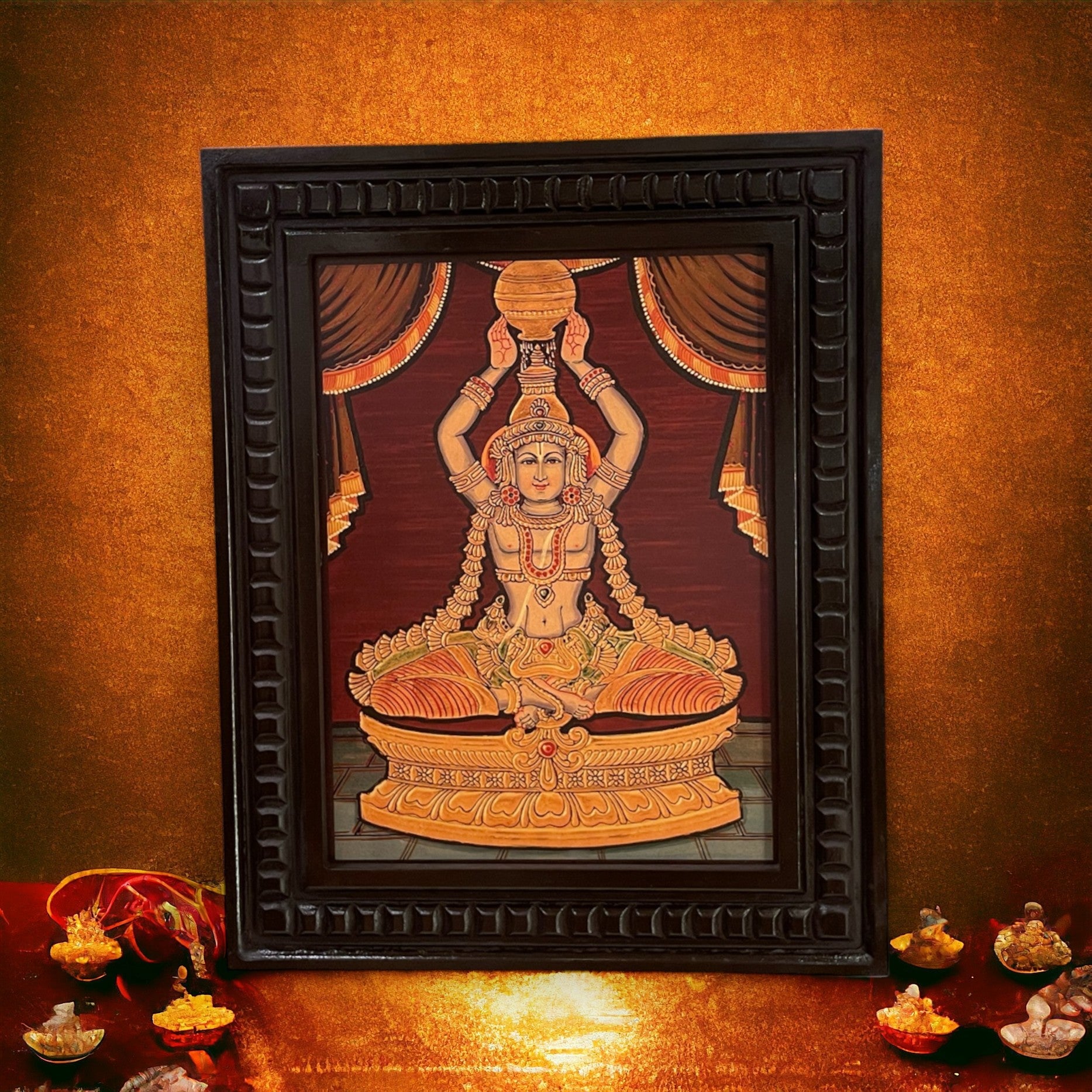 Dhanvantri Gold Leafed Art  With Wooden Frame