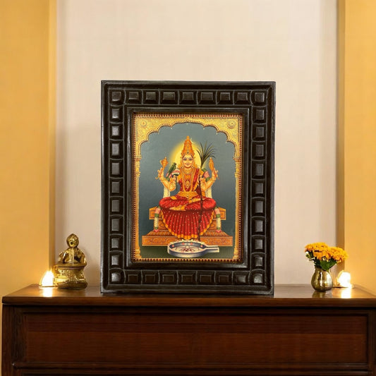 Meenakshi-amma Gold leafed artwork in wooden frame