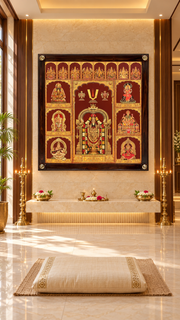 7 Gods with Ashtalakshmi Gold Leaf Art in Rosewood Frame | Estudio
