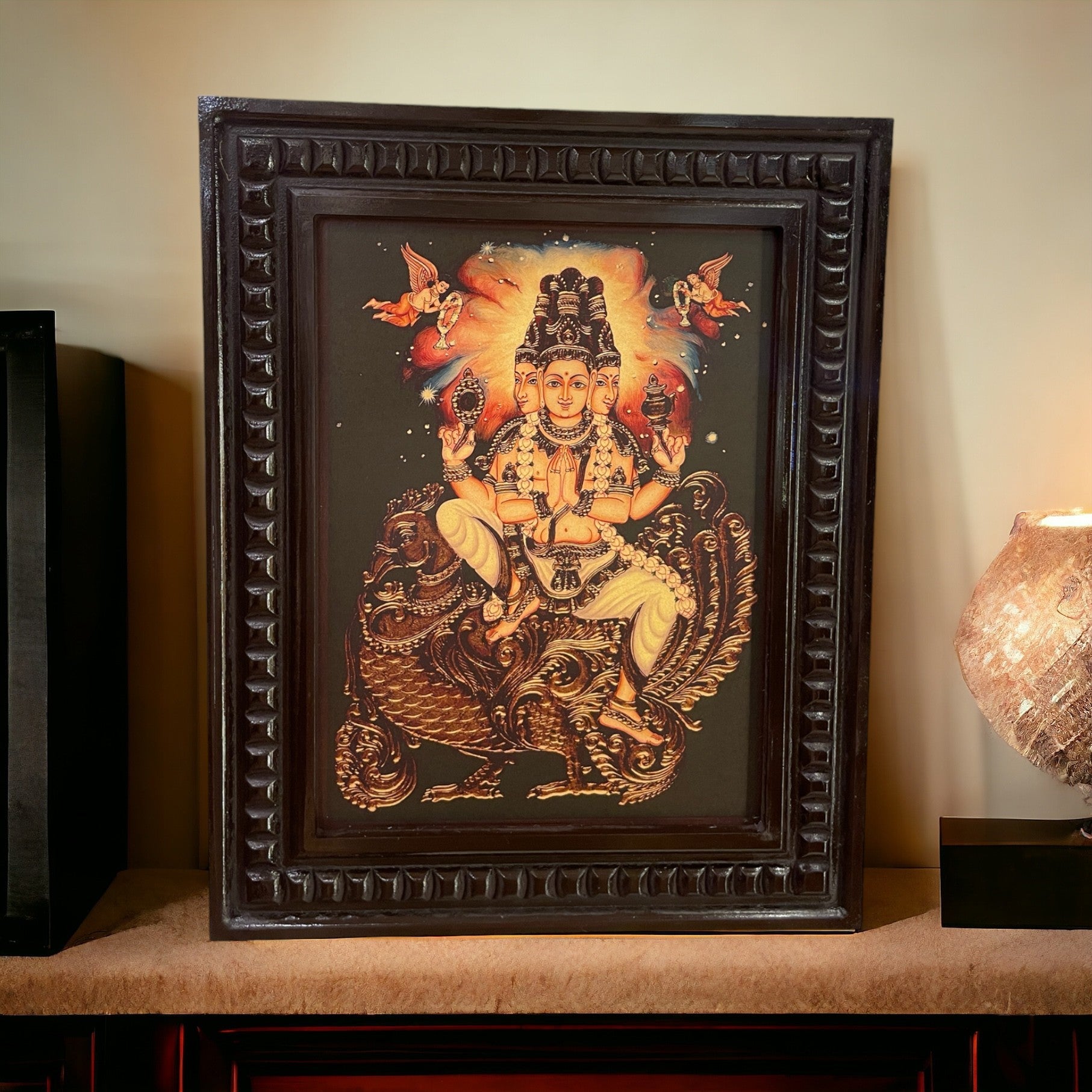Brahma dev gold leaf wooden photo frame