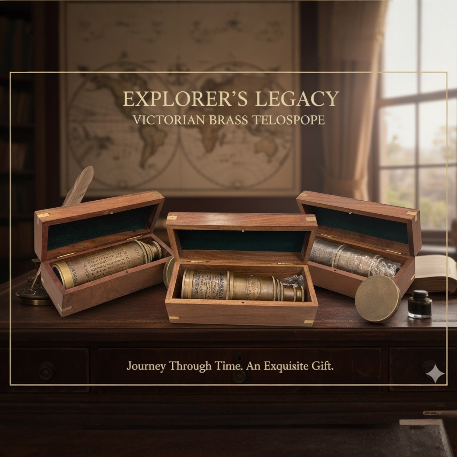 Antique Brass telescope With a Range of 500 mts