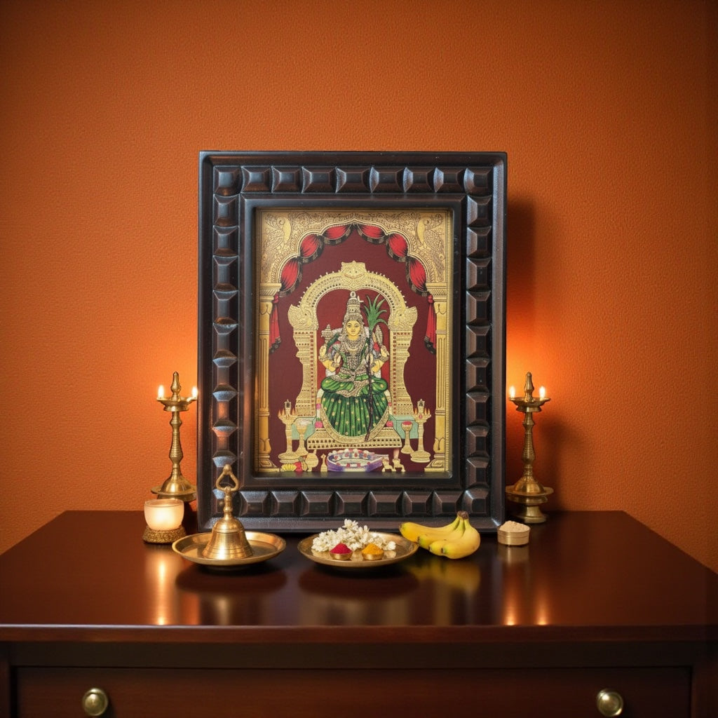 Rajarajeshwari Gold Foiled Art with wooden Frame