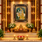 Radha Krishna Original Hand-Painted Tanjore Painting | Premium Rosewood Frame | Divine Love Wall Art by ESTUDIO