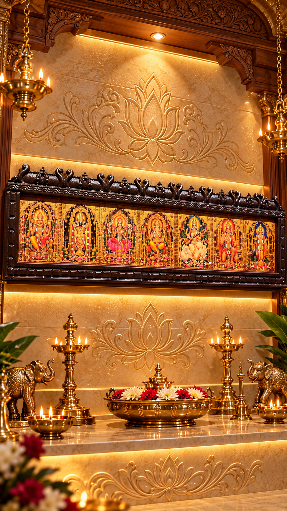 7 Gods in One Frame | Premium Gold Leaf Art