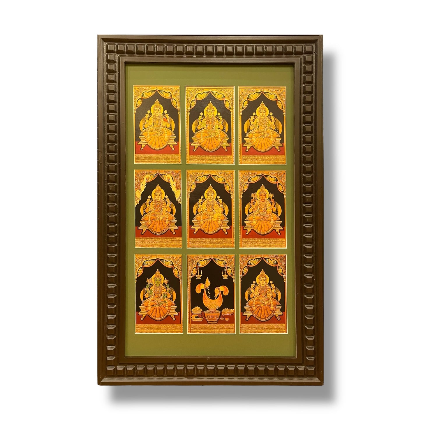 Asta Lakshmi Gold Leafed Art  With Wooden Frame