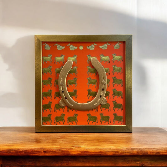 Good Luck Horse Shoe with Sacred Cow Backdrop