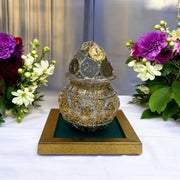 Kuber Kalash with World currency Silver & Gold plated with Free Base