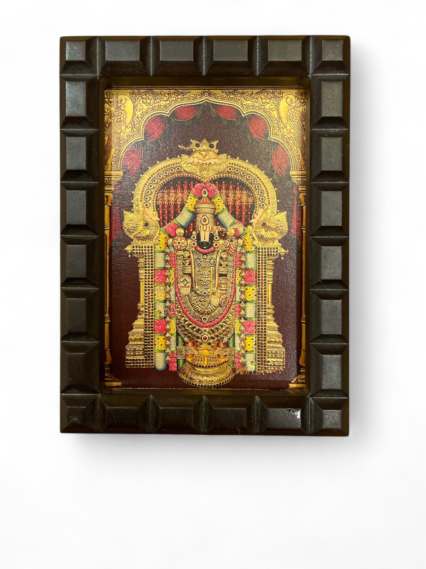 Tirupati Balaji-2 Gold Leafed Art With Wooden Frame