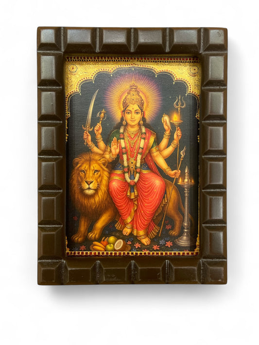 Durga Devi -4 Gold foiled artwork in wooden frame