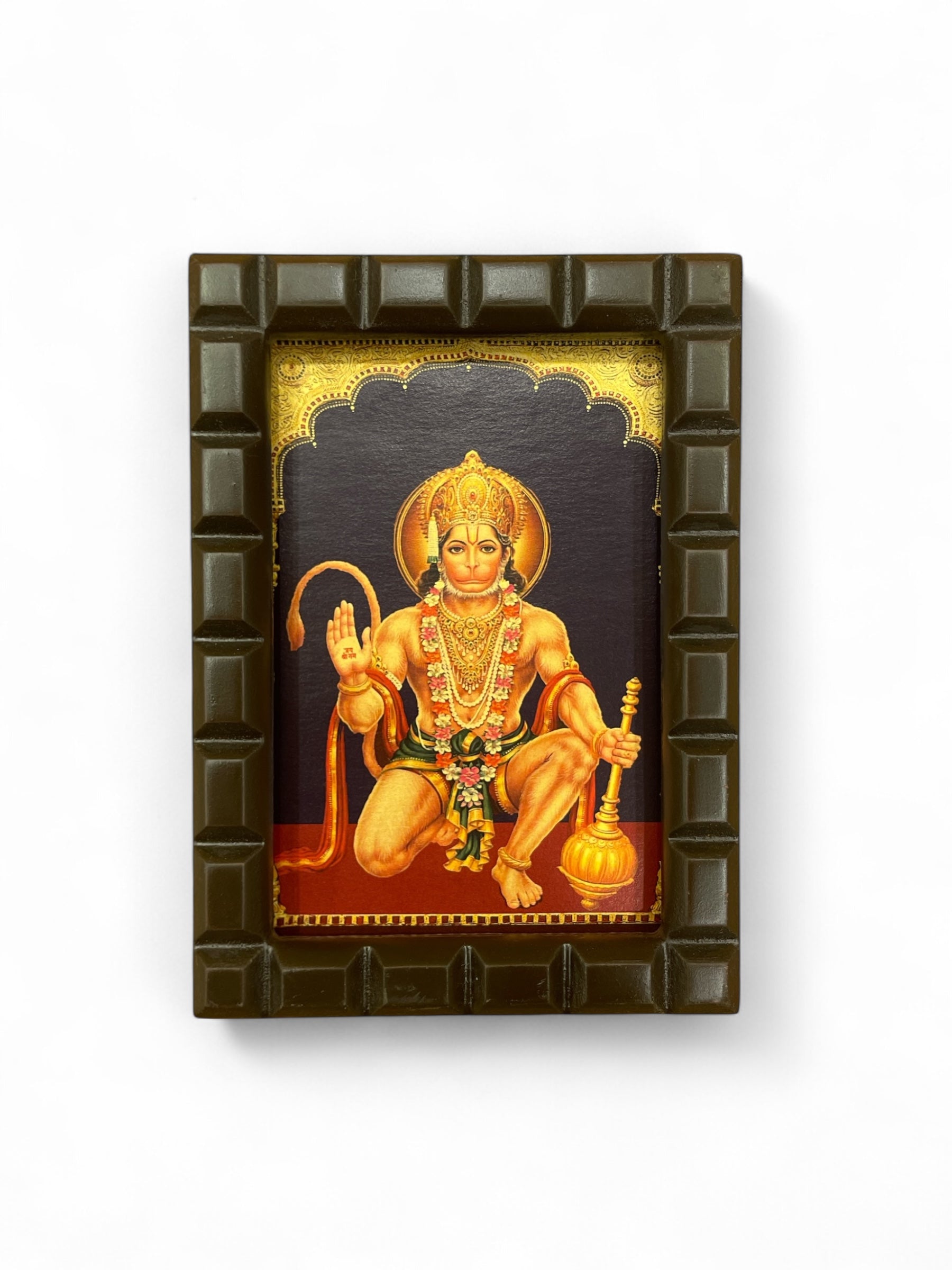 Hanuman Gold Foiled Art within wooden frame