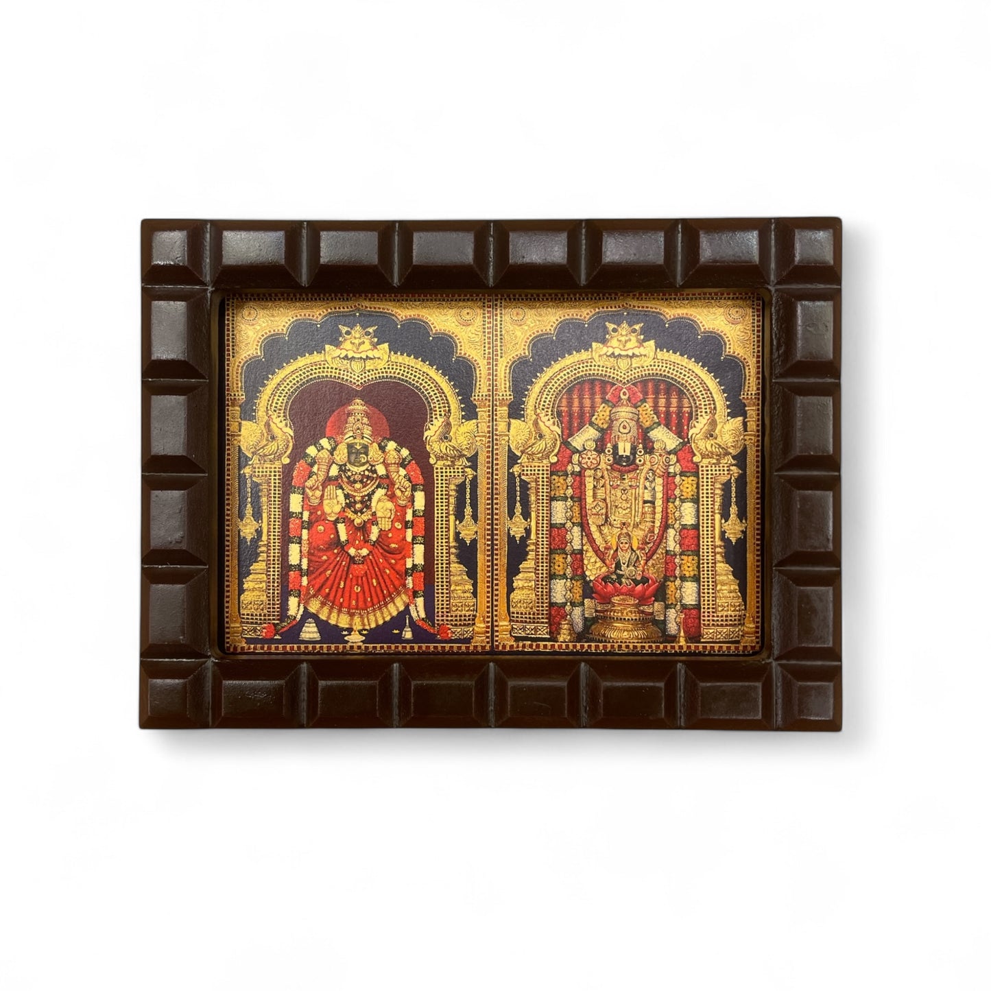 Tirupati balaji and Padmavathi -2 gold foiled artwork in wooden frame
