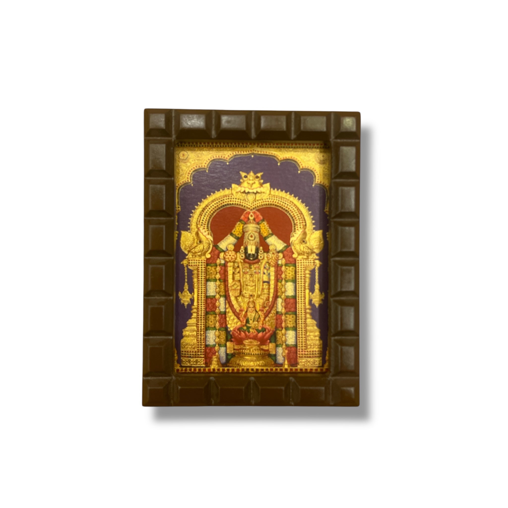 Tirupati Balaji Gold Leafed Art With Wooden Frame