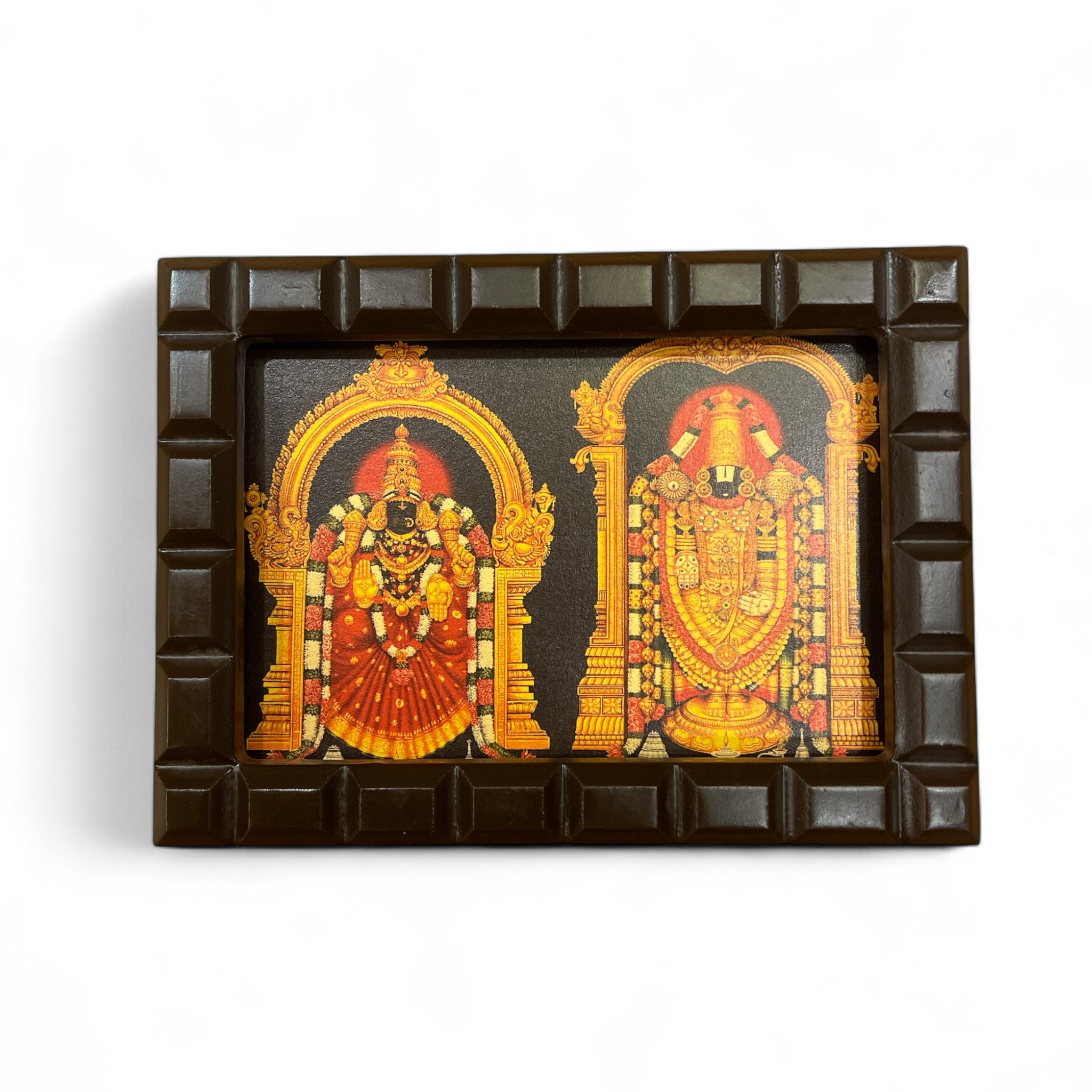 Tirupati Balaji & Sri Padmavathi Gold Leafed Art With Wooden Frame