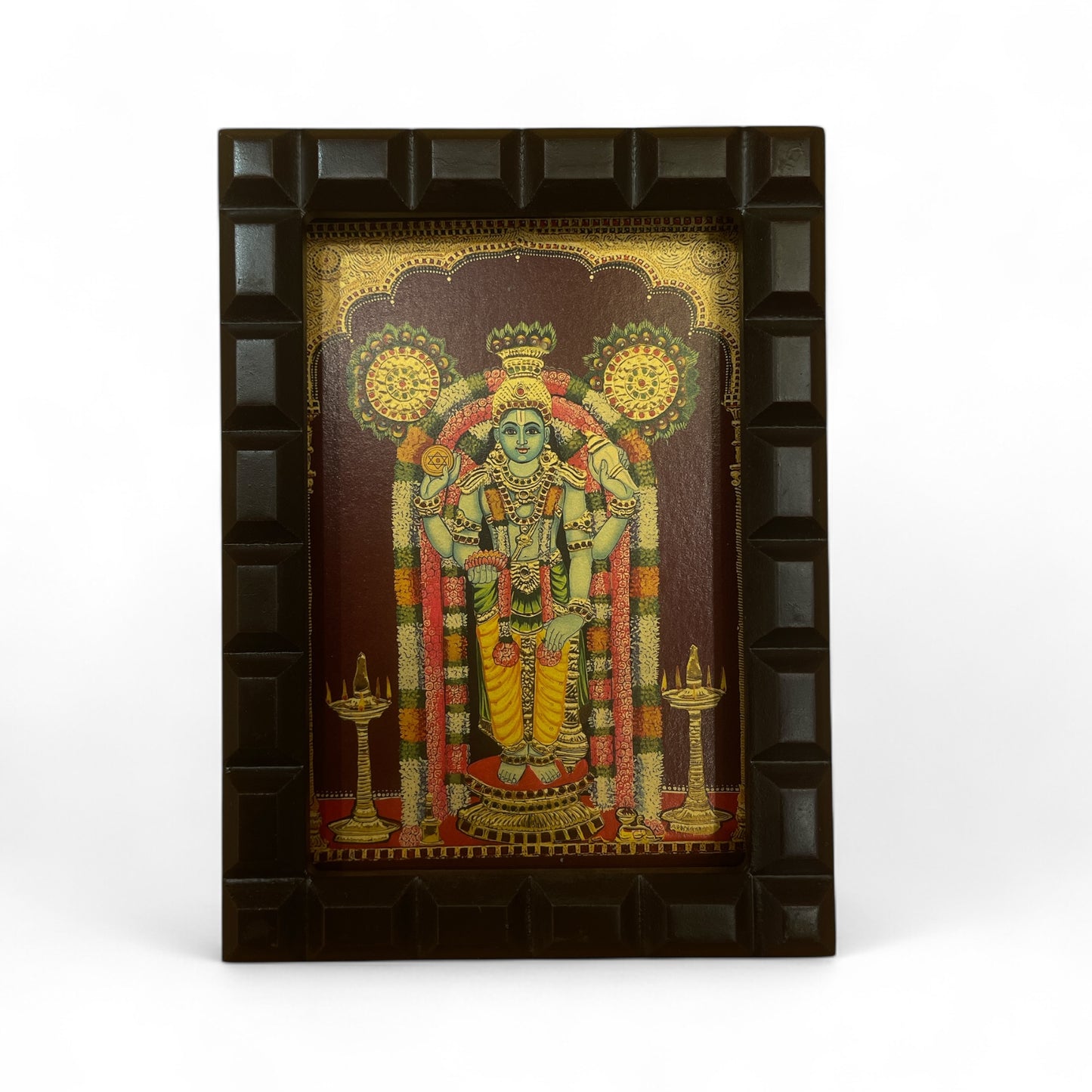 Guruvayurappan -2 Gold Leafed Art With Wooden Frame
