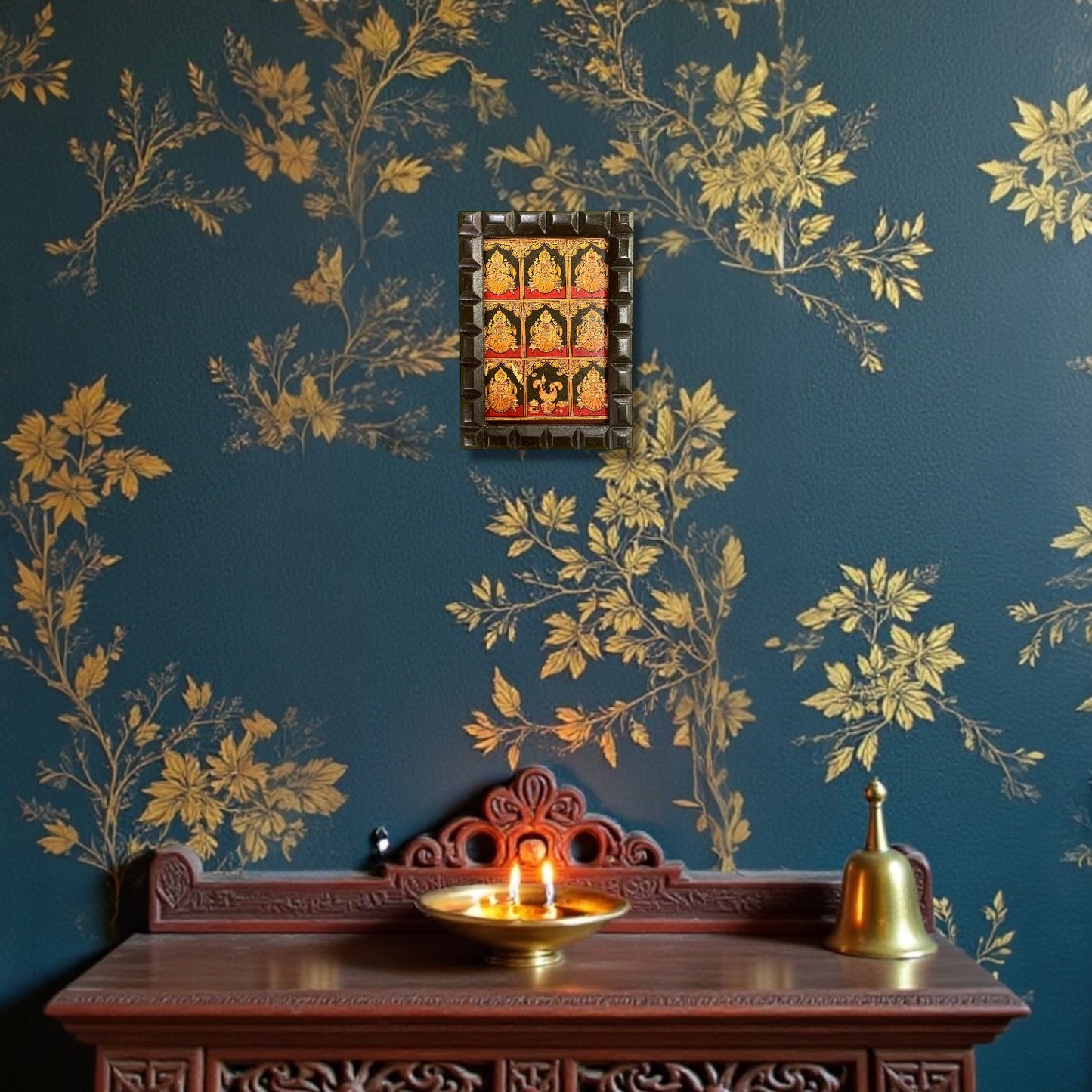 Astalakshmi Gold Leafed Art  With Wooden Frame