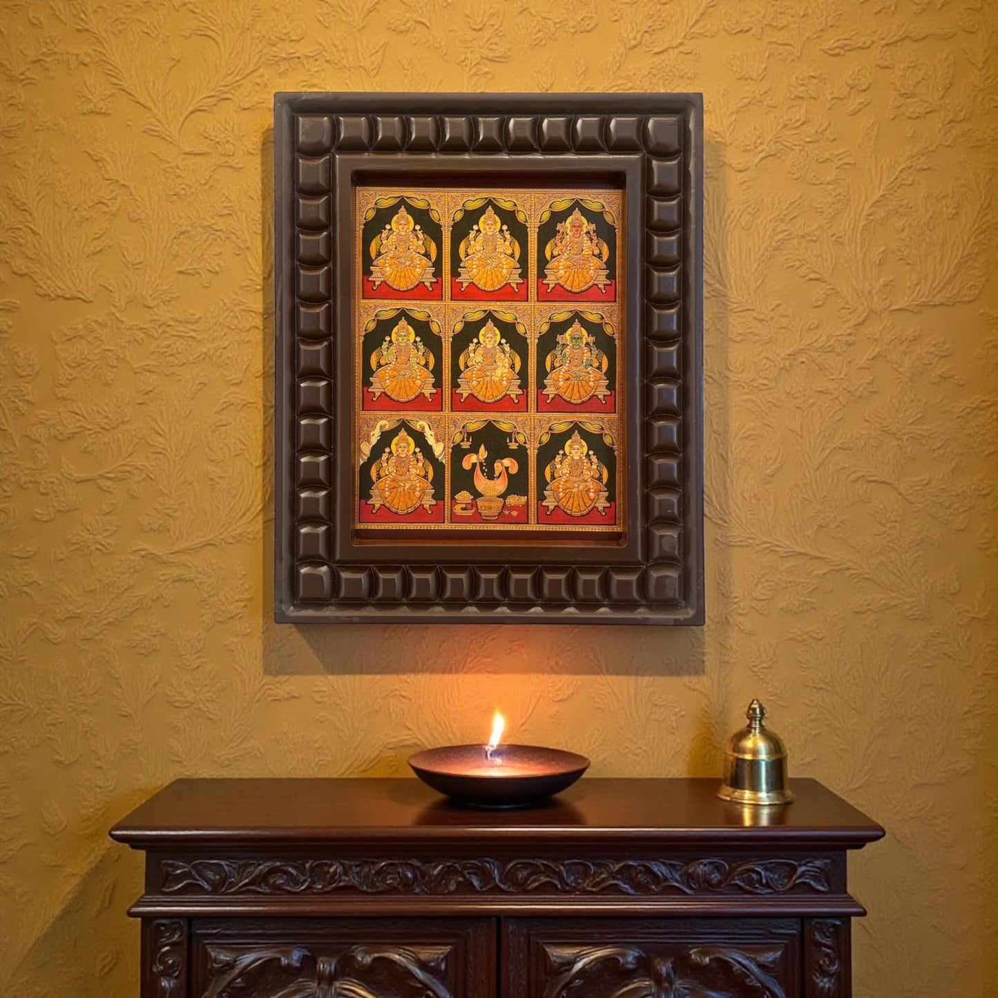 Astalakshmi Gold Leafed Art  With Wooden Frame