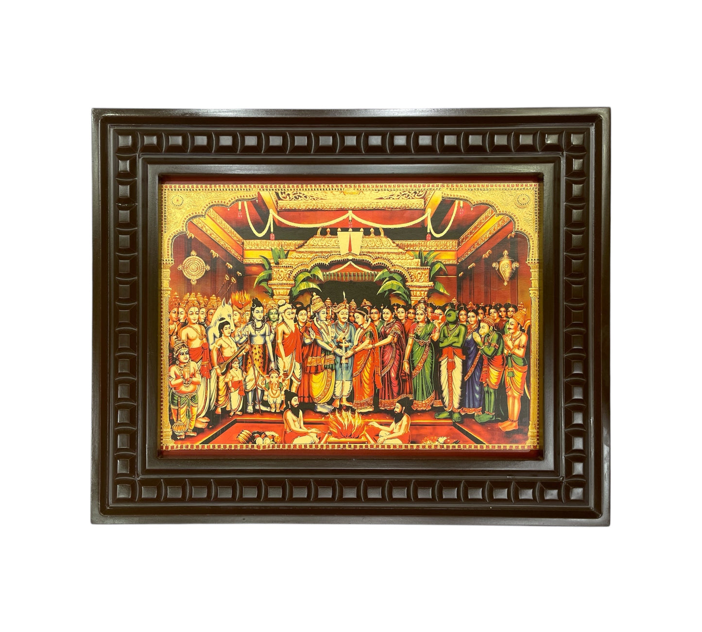 Srinivasa Kalyanam Gold foiled artwork in wooden frame