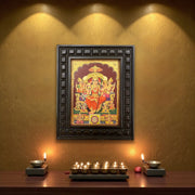 Lalitha Tripura Sundari Gold Leafed Art With Wooden Frame