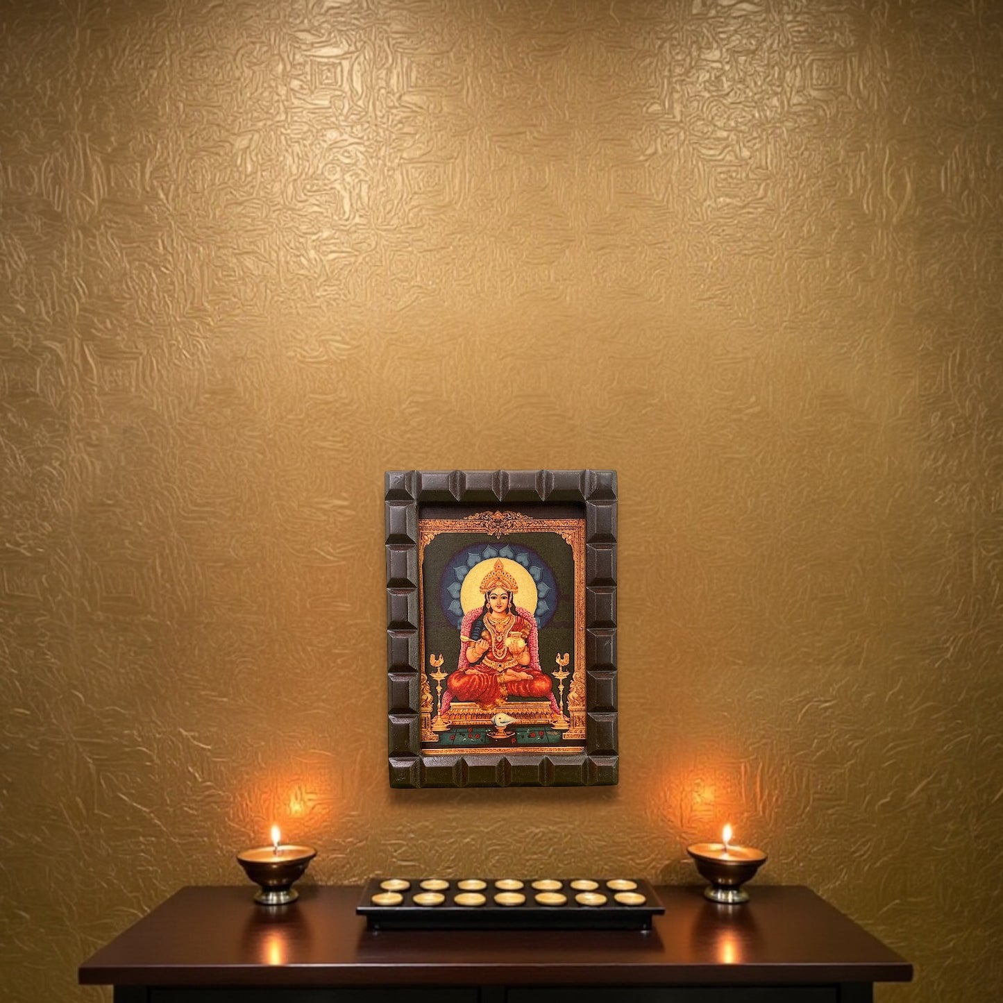 Gold Leafed Art Annapurna With Wooden Frame