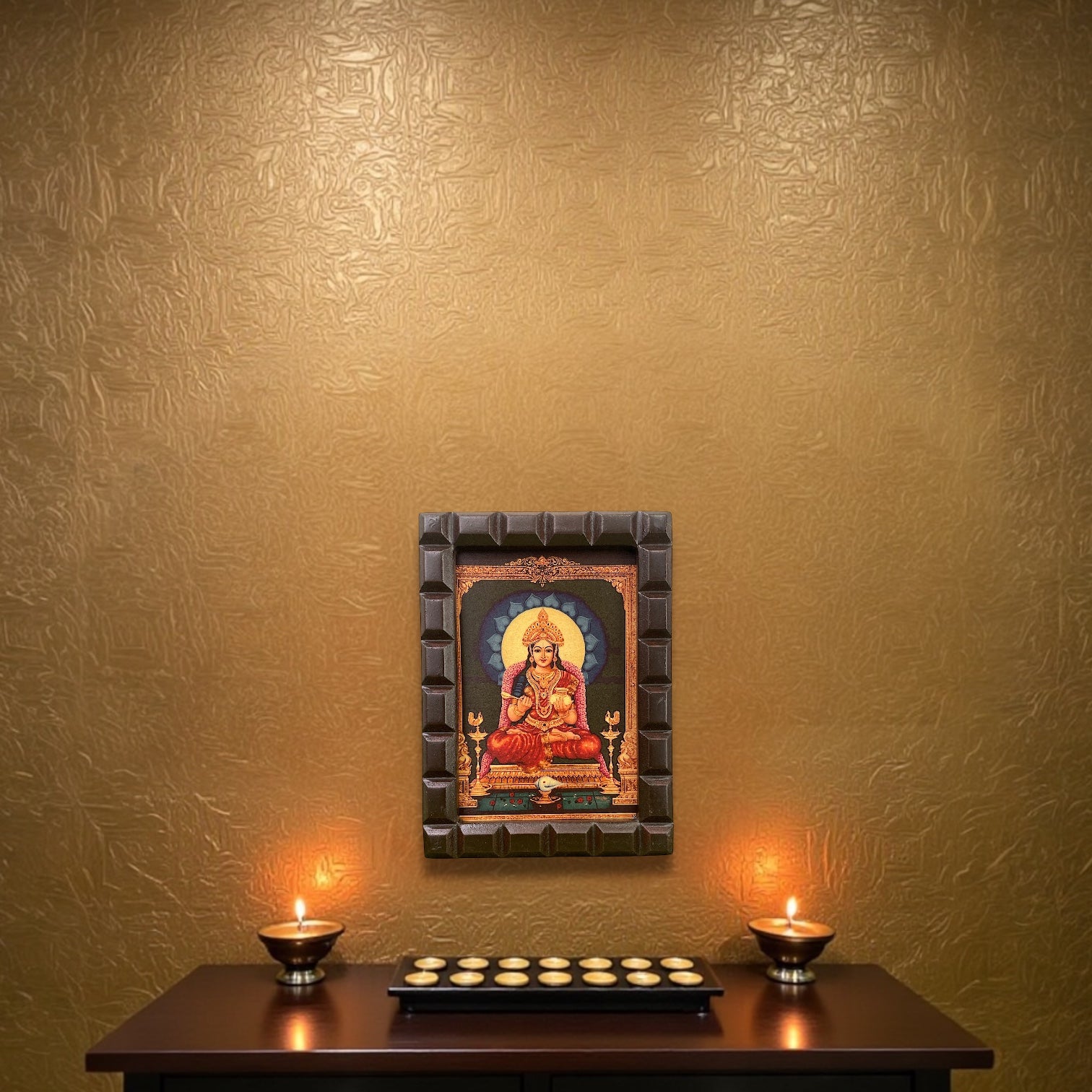 Gold Leafed Art Annapurna With Wooden Frame