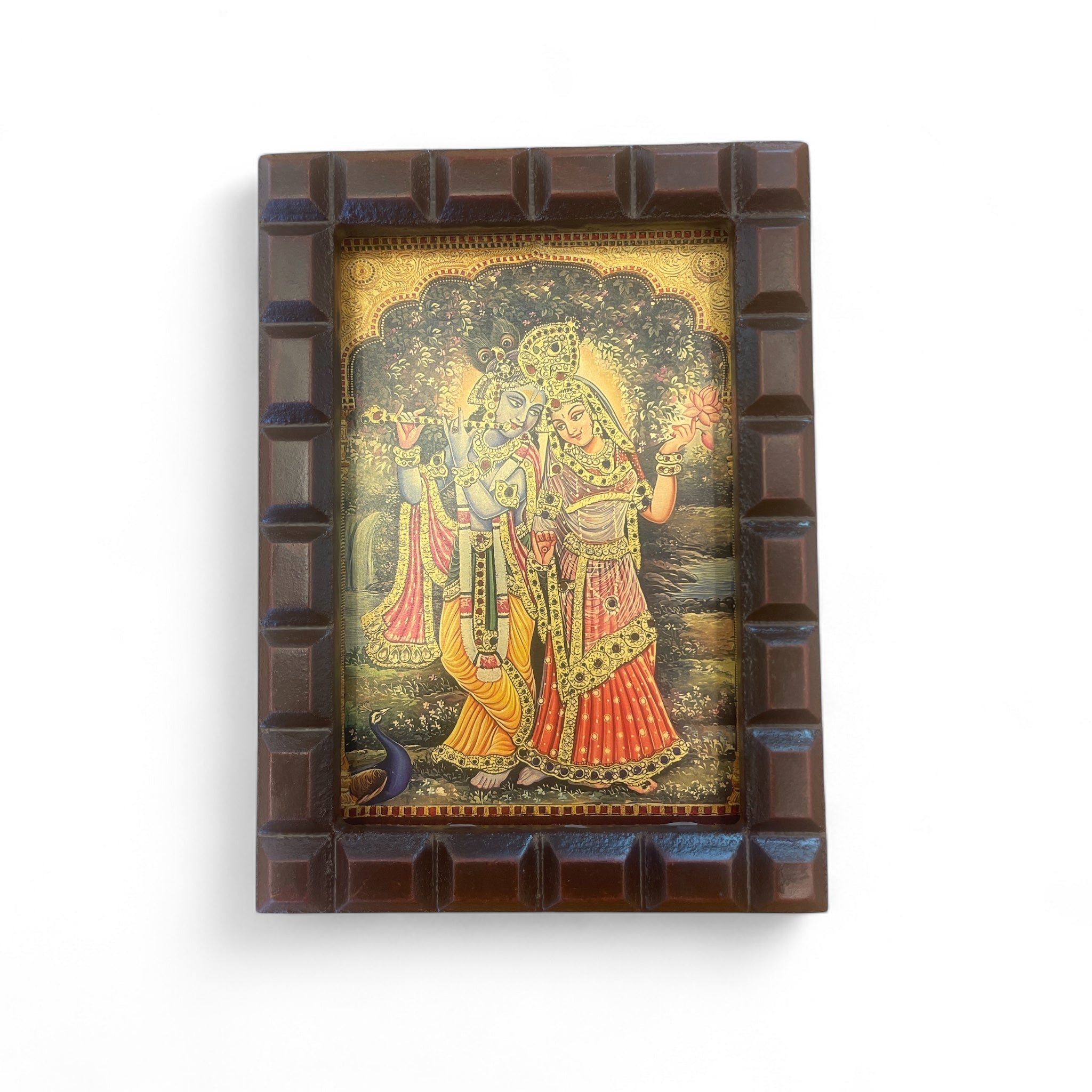 Radha Krishna - 4 Gold Leafed Art with Wooden Frame