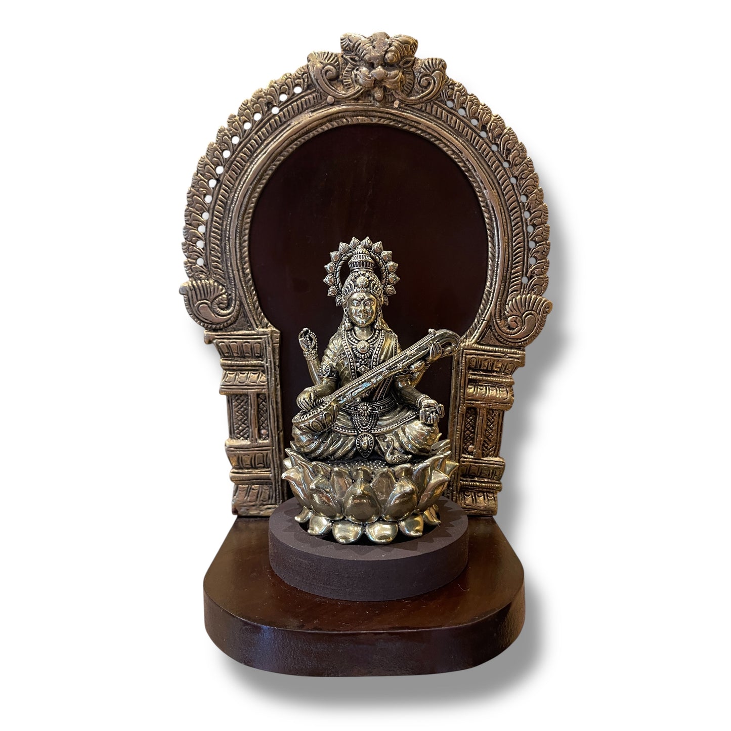 Divine Ensemble: Tanjore Asta lakshmi Wooden Frame with Sacred Idols