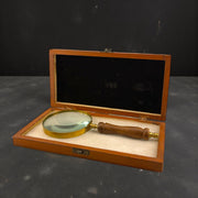 Vintage Brass Magnifying Glass with Wooden Box | Handcrafted Collector’s Desk Accessory