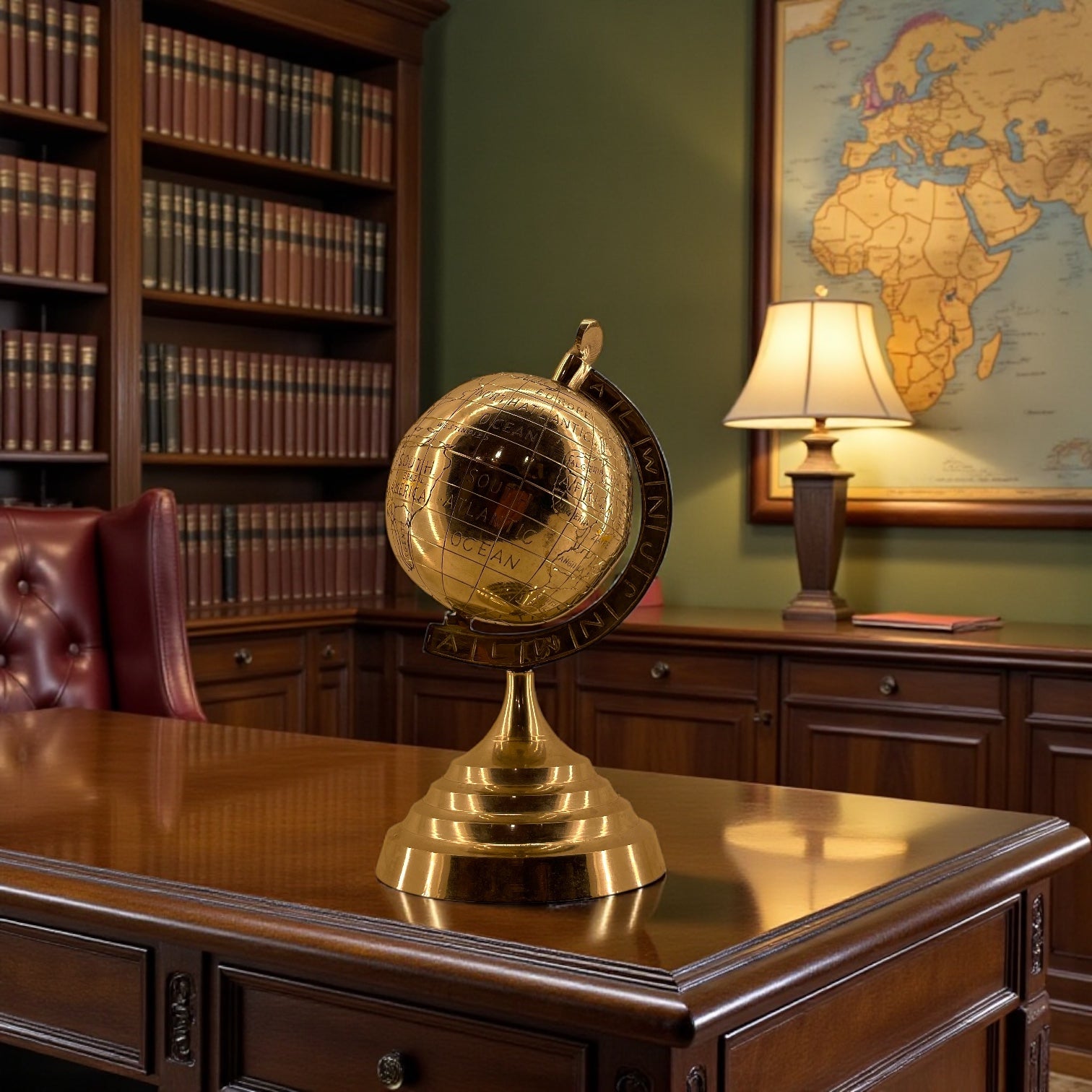 Luxury Etched Steel Globe | Premium Desk Collectible | 10.5” Height, 5” Globe Diameter