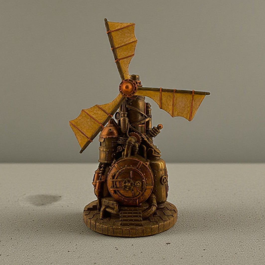 .Steampunk Windmill Secret Box – Brass Finish Collectible