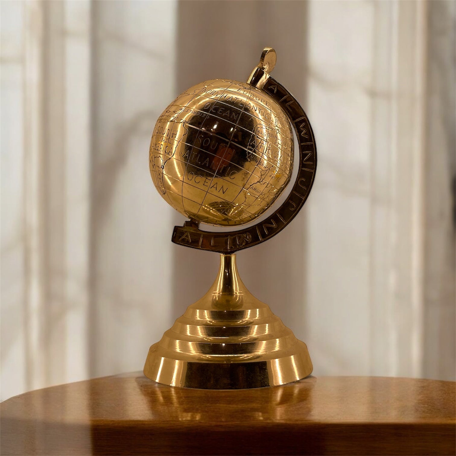 Luxury Etched Steel Globe | Premium Desk Collectible | 10.5” Height, 5” Globe Diameter