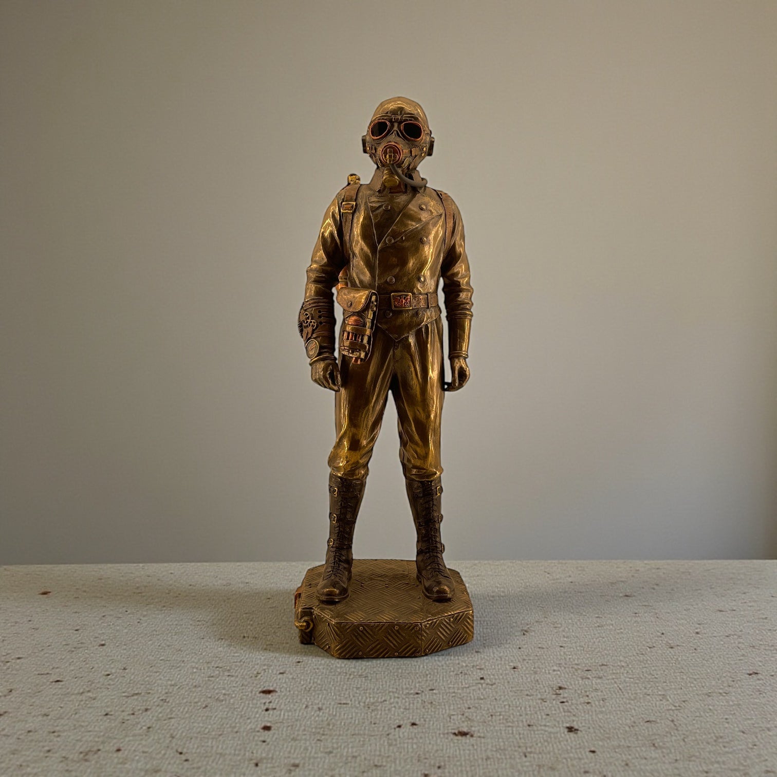 .Steampunk Chemical Warfare Soldier Figurine – Brass Finish