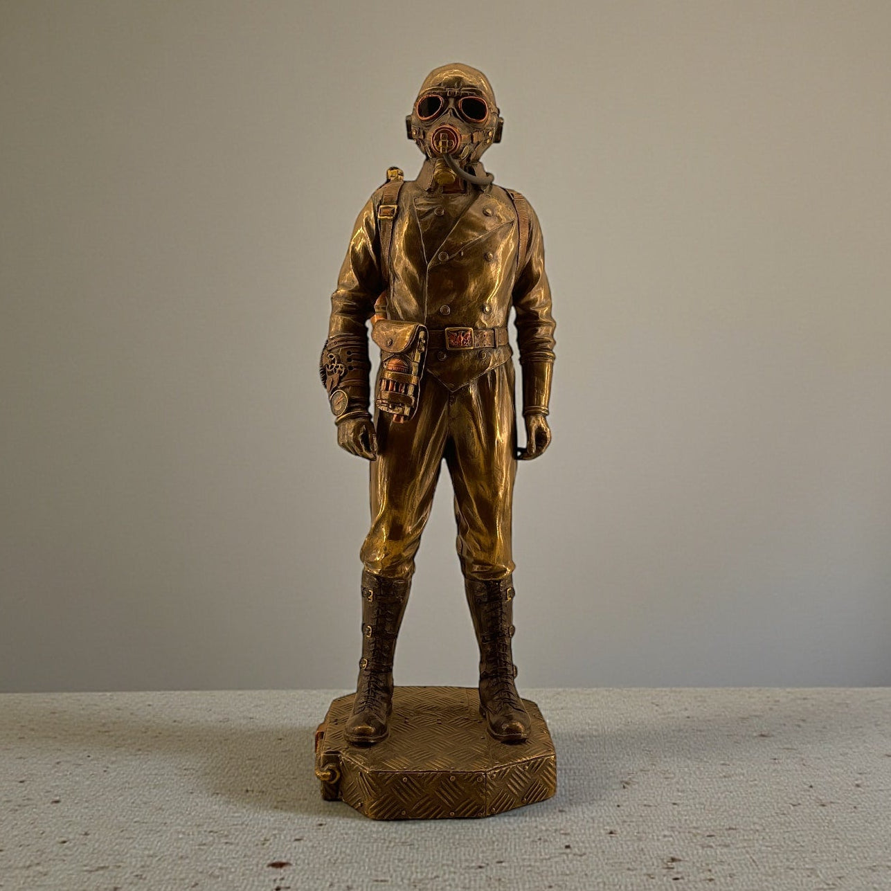 .Steampunk Chemical Warfare Soldier Figurine – Brass Finish