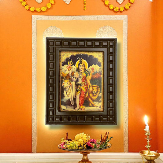 Ardhanareshwar 3 Gold Leafed Art with Wooden Frame