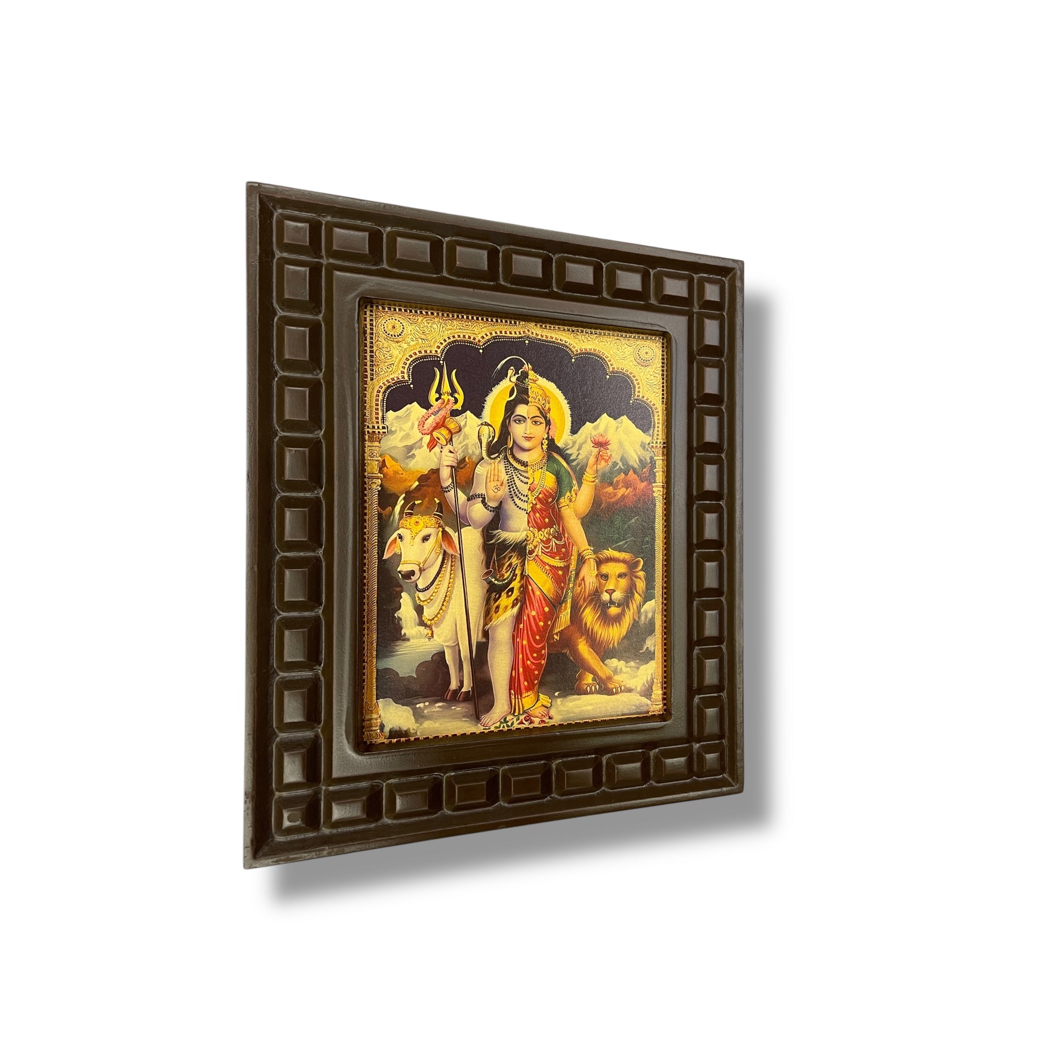 Ardhanareshwar 3 Gold Leafed Art with Wooden Frame