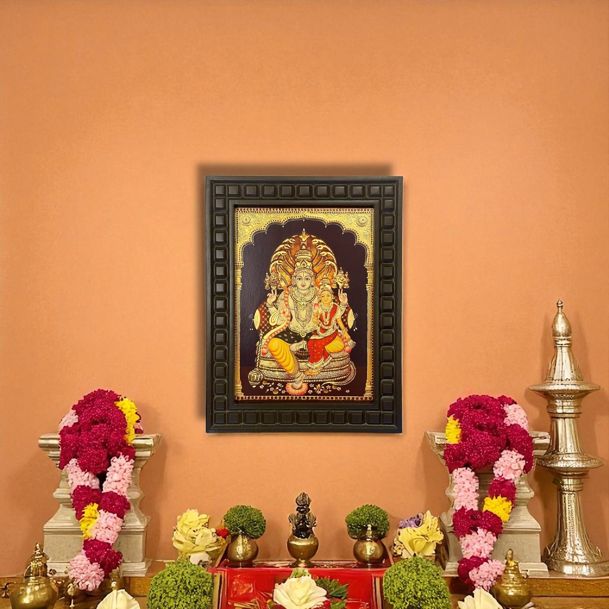 Lakshmi Narayana 2 Gold foiled art Within wooden frame