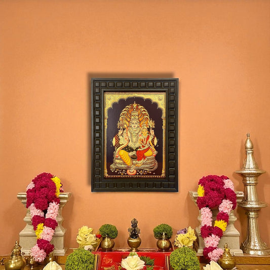 Lakshmi Narayana 2 Gold foiled art Within wooden frame