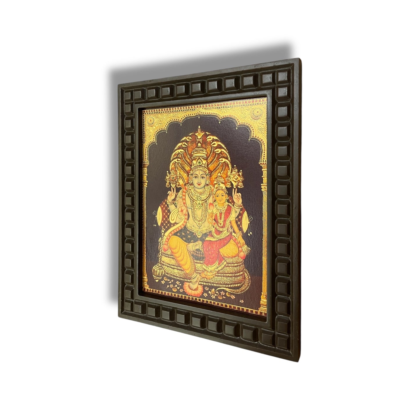 Lakshmi Narayana 2 Gold foiled art Within wooden frame