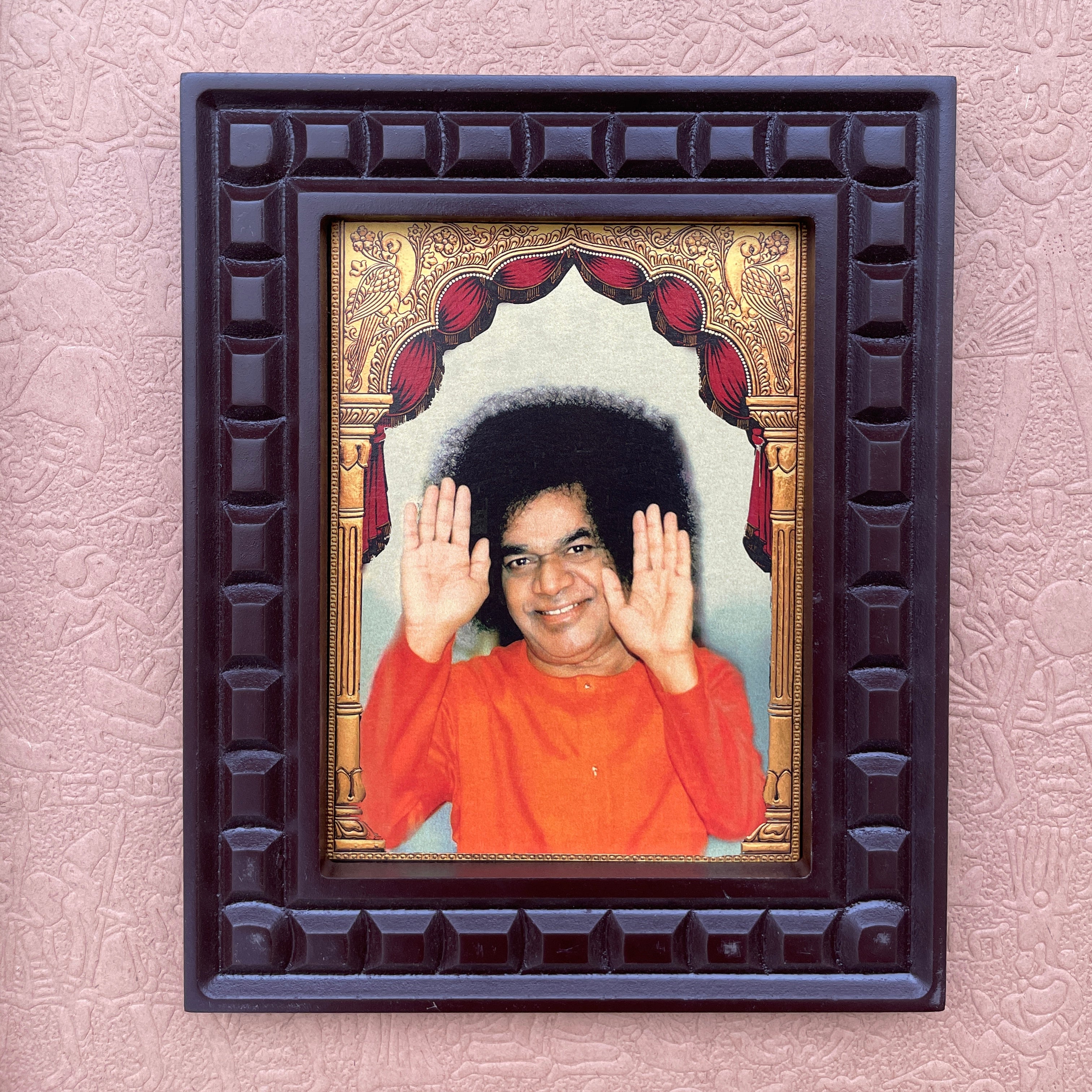 Sri Sathya Sai Baba Gold Leaf Art Frame | Premium Engineered Wooden Frame