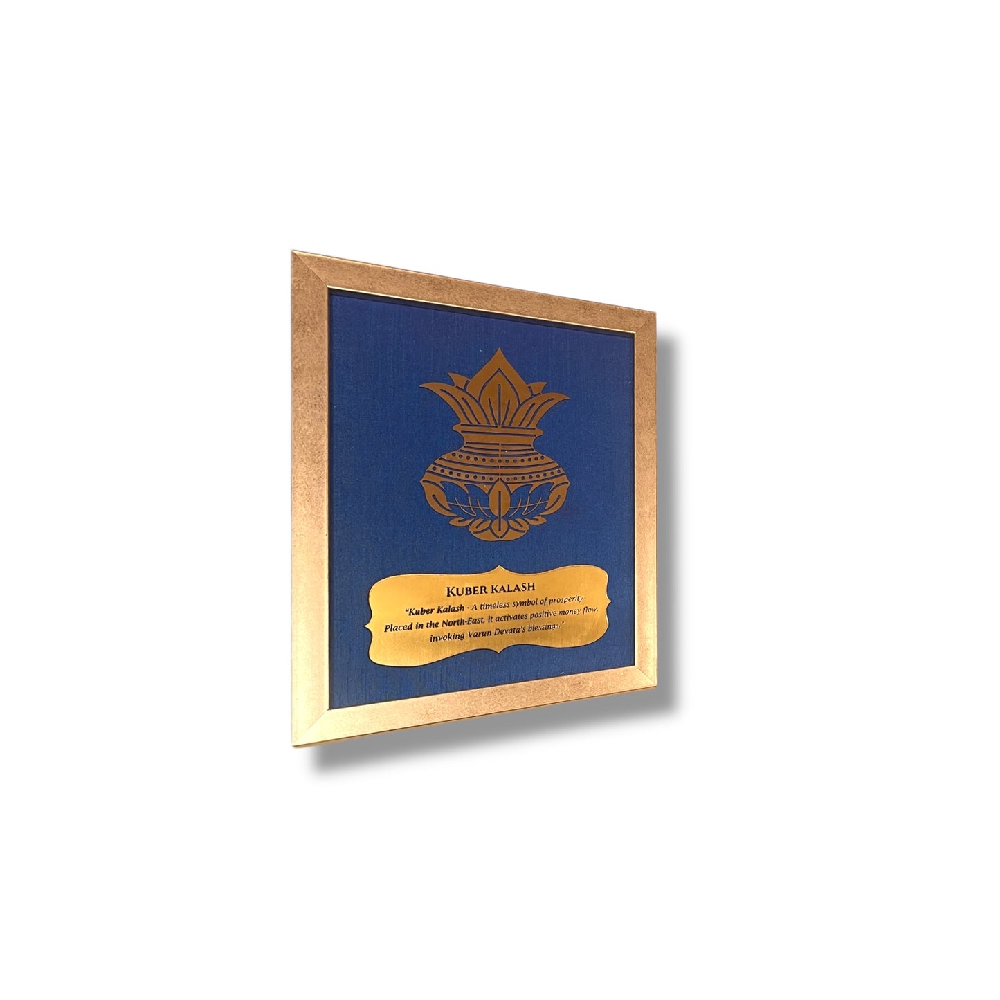 Titanium Metal Kuber Kalash Wall Art with Badge in silver frame