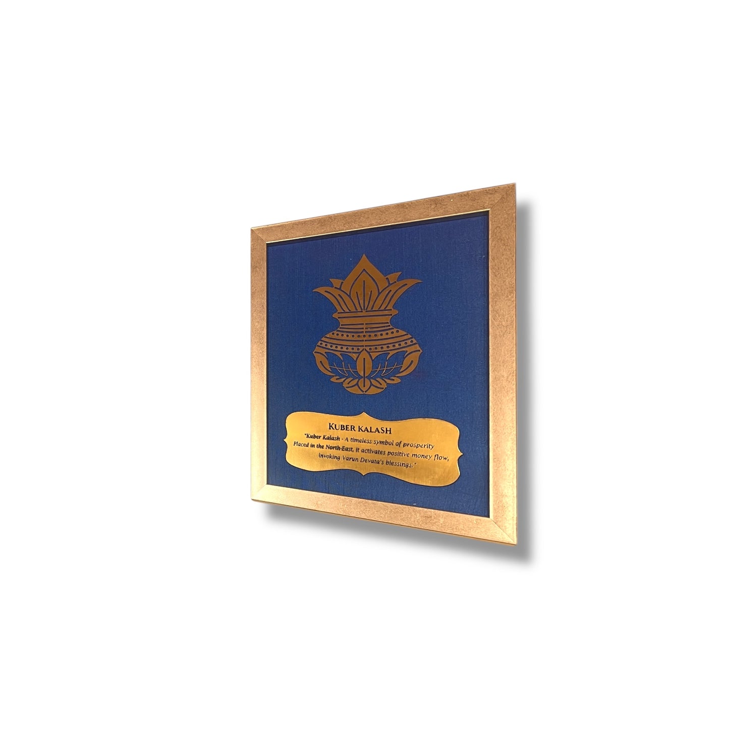 Titanium Metal Kuber Kalash Wall Art with Badge in silver frame