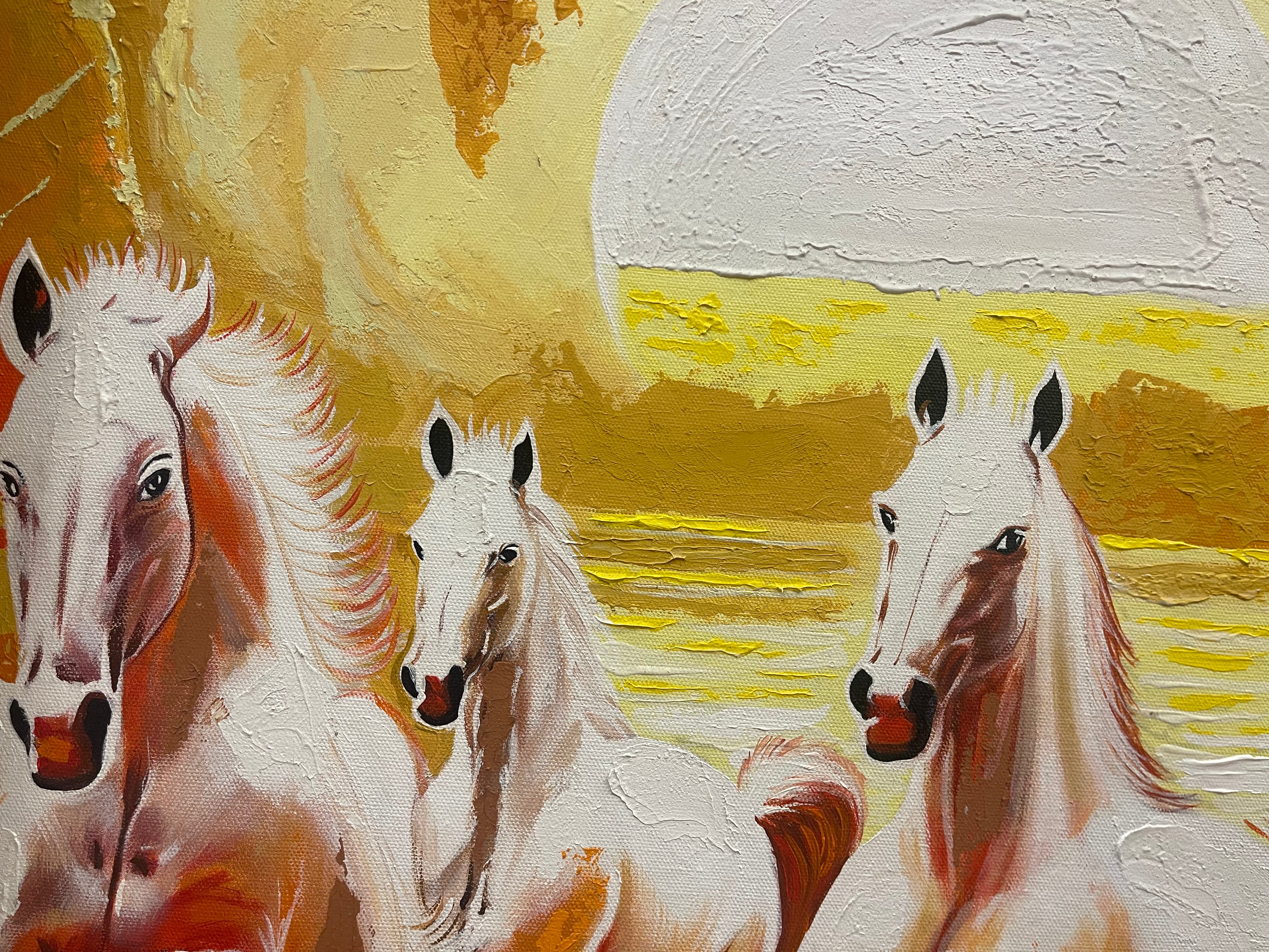 7 Running horses original hand painting