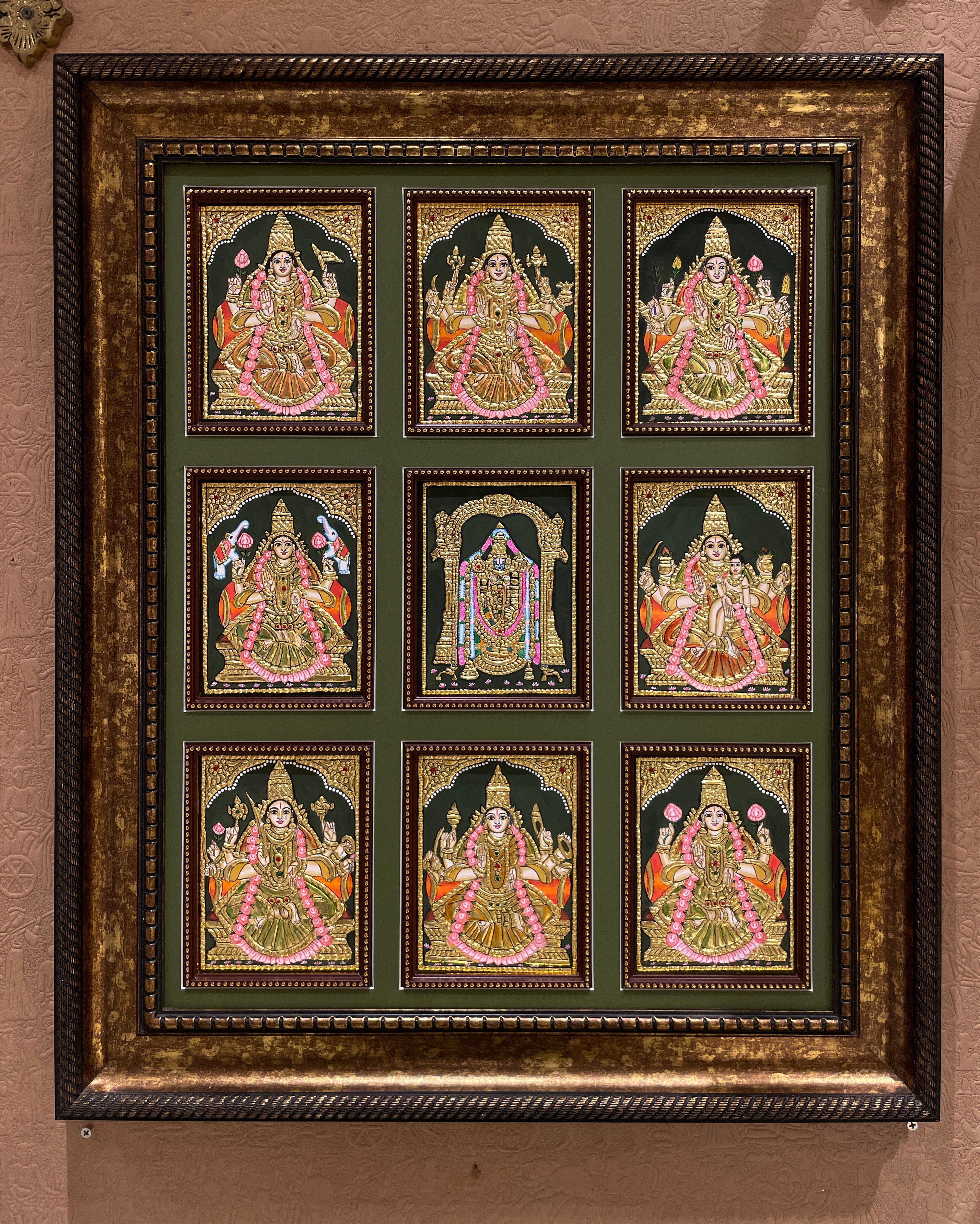 Ashta Lakshmi with Tirupati Balaji – A Divine Tanjore Masterpiece