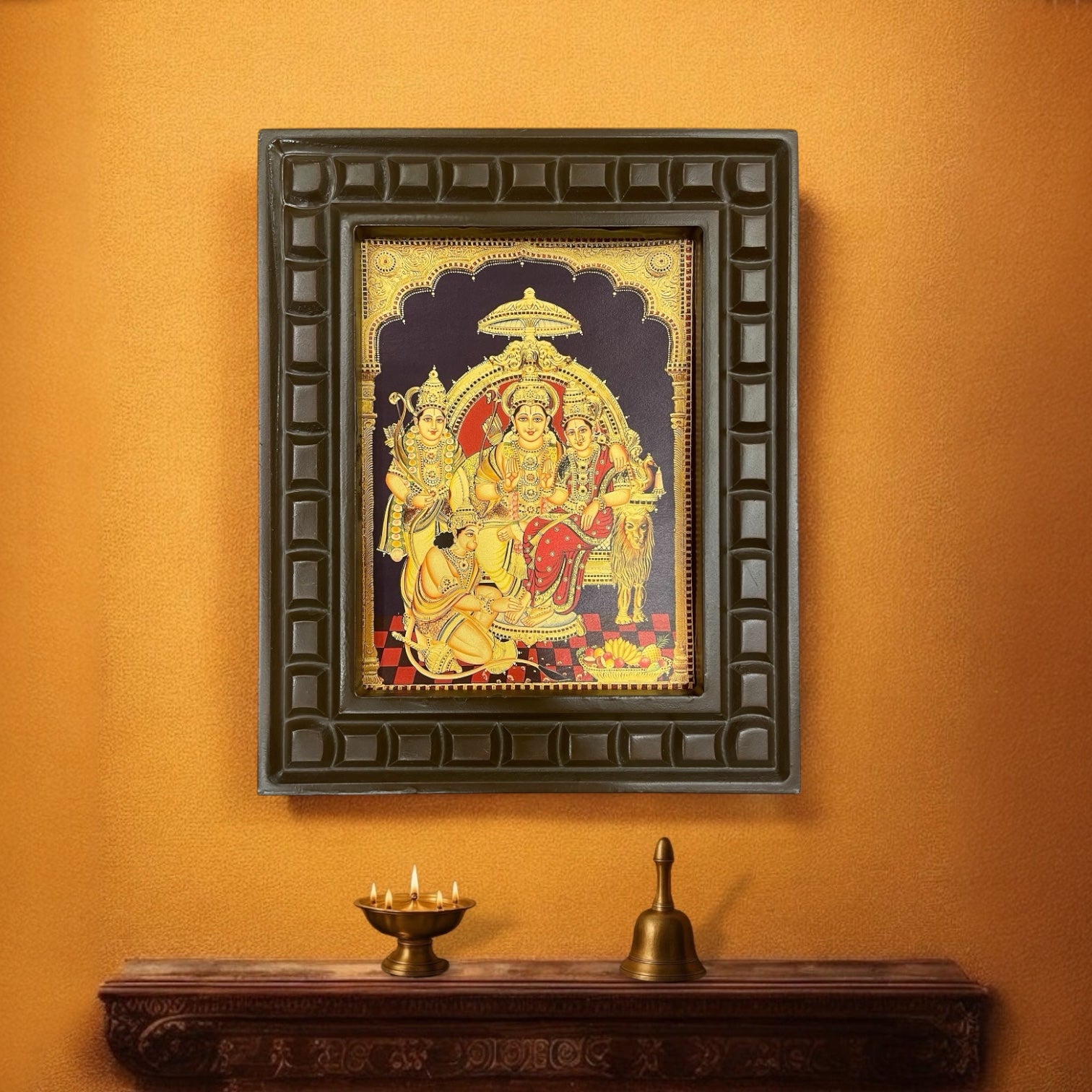 Ram Parivar- 3 Gold leafed artwork in wooden frame