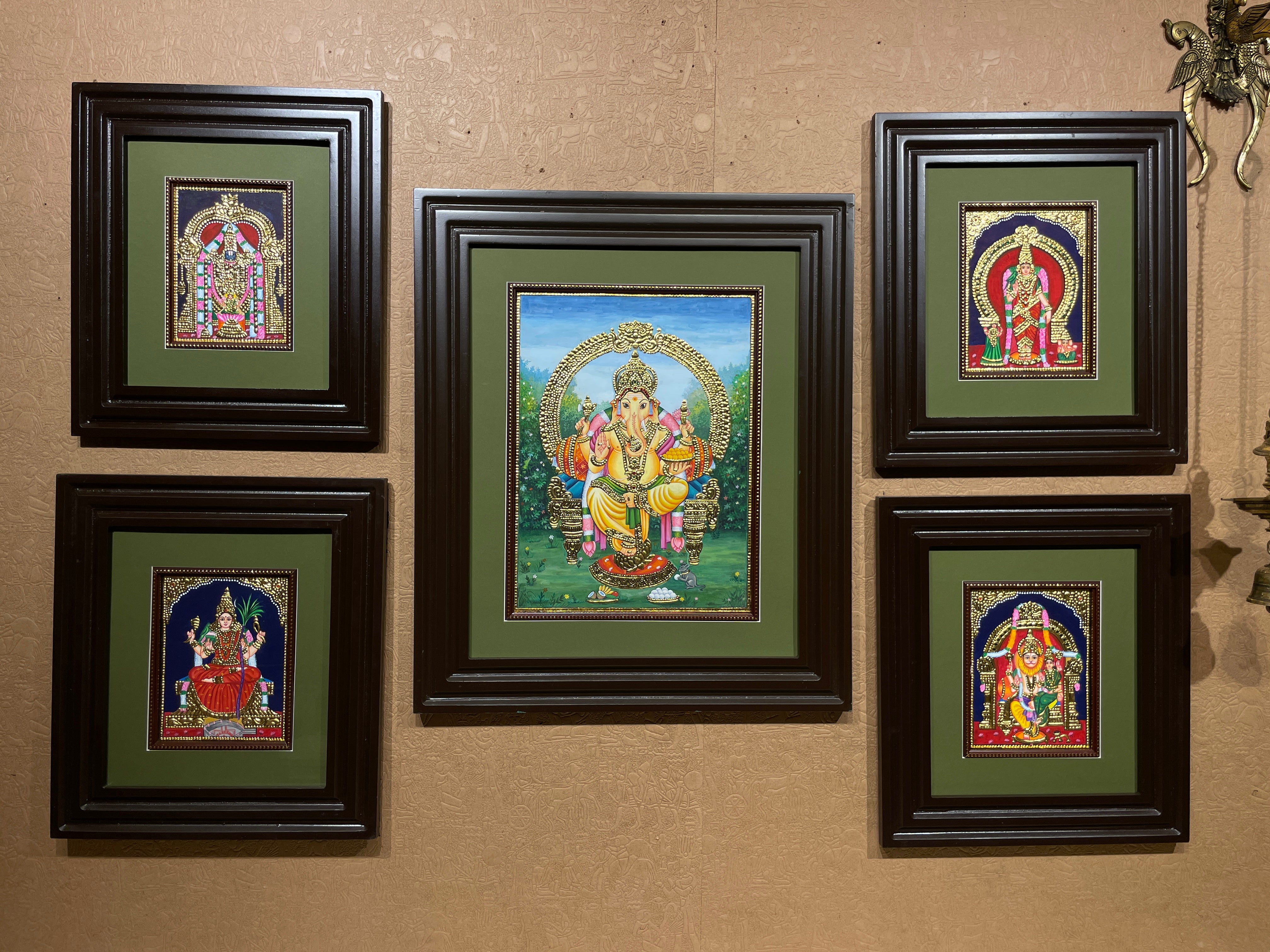 5 Gods in One Frame Tanjore Paintings
