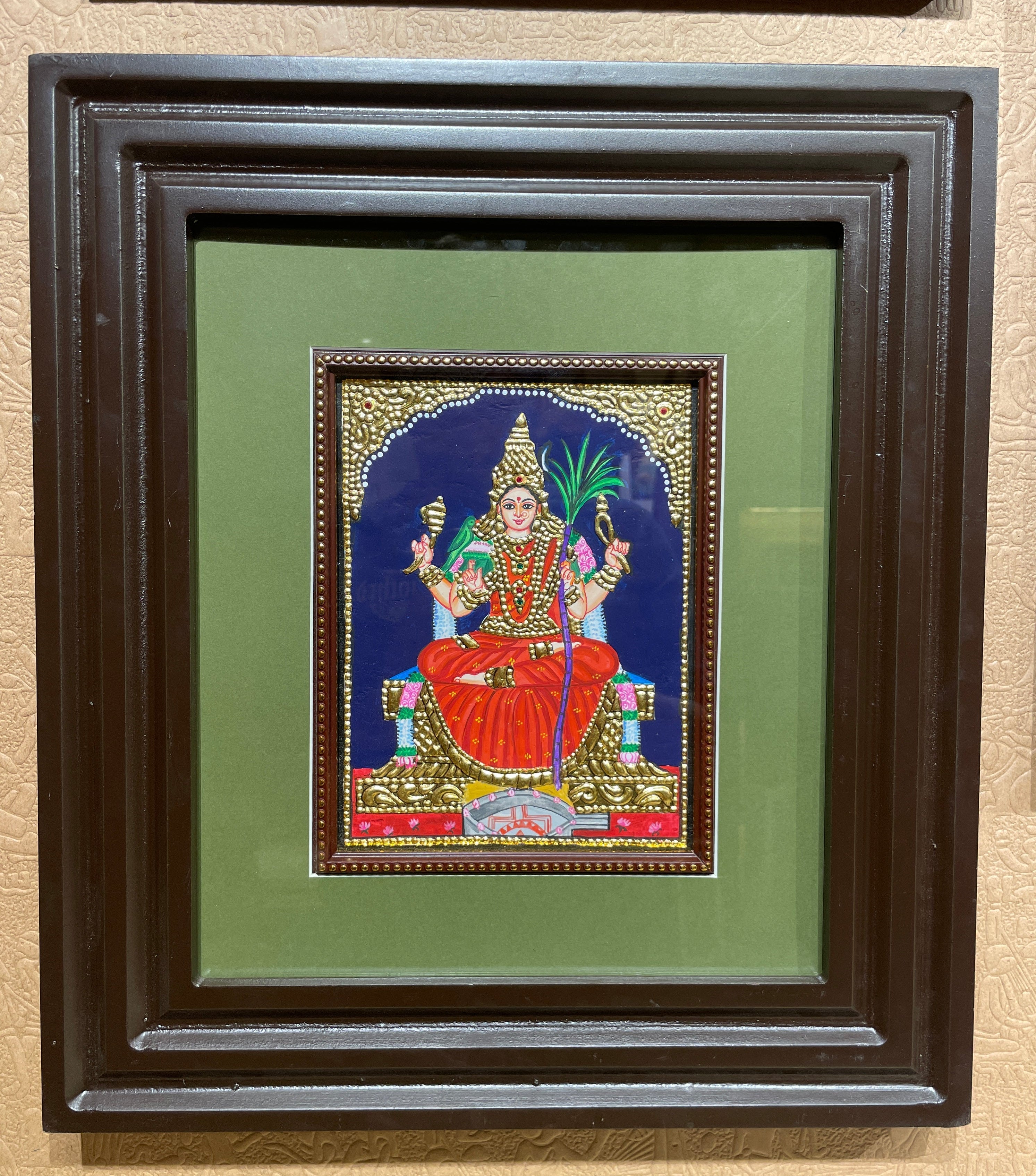 Goddess Rajarajeshwari Tanjore Painting with Premium Engineered Wooden Frame