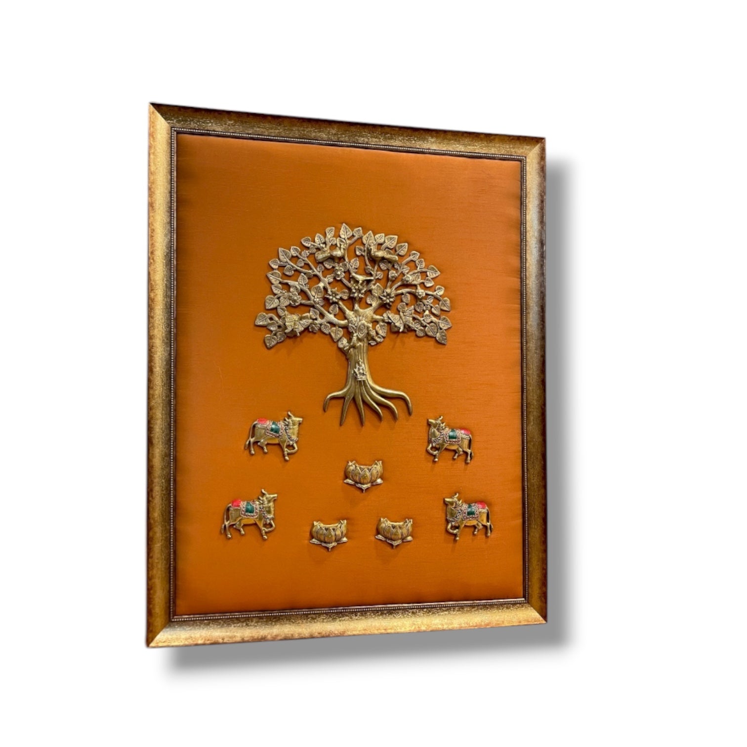 Kalpavriksha Tree with Lotus & Kamadhenus – Sacred Wall Art for Prosperity &amp; Abundance.