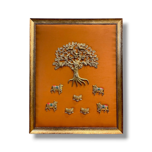 Kalpavriksha Tree with Lotus & Kamadhenus – Sacred Wall Art for Prosperity &amp; Abundance.