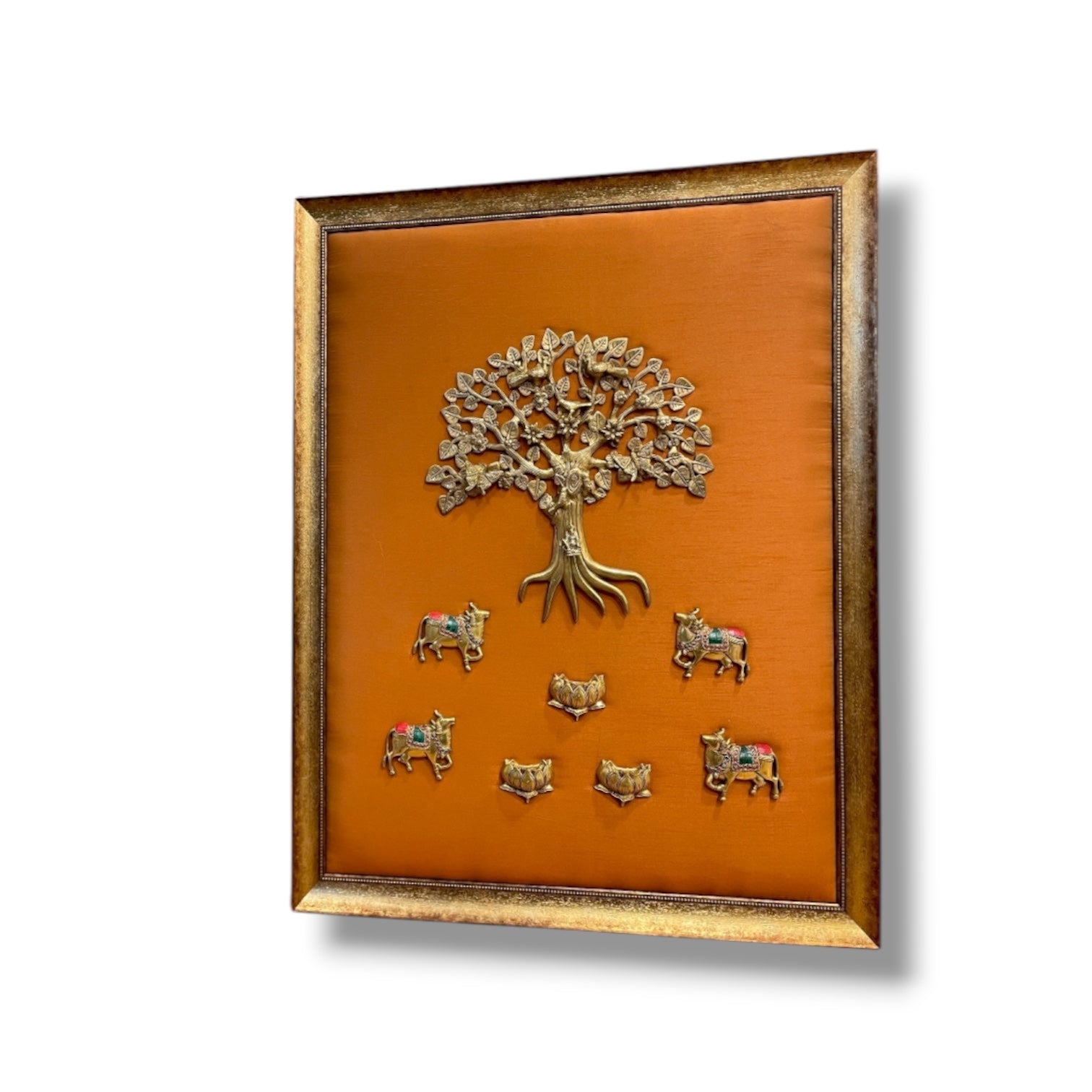 Kalpavriksha Tree with Lotus & Kamadhenus – Sacred Wall Art for Prosperity &amp; Abundance.