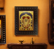 Tirupati Balaji Gold Leafed Art With Wooden Frame