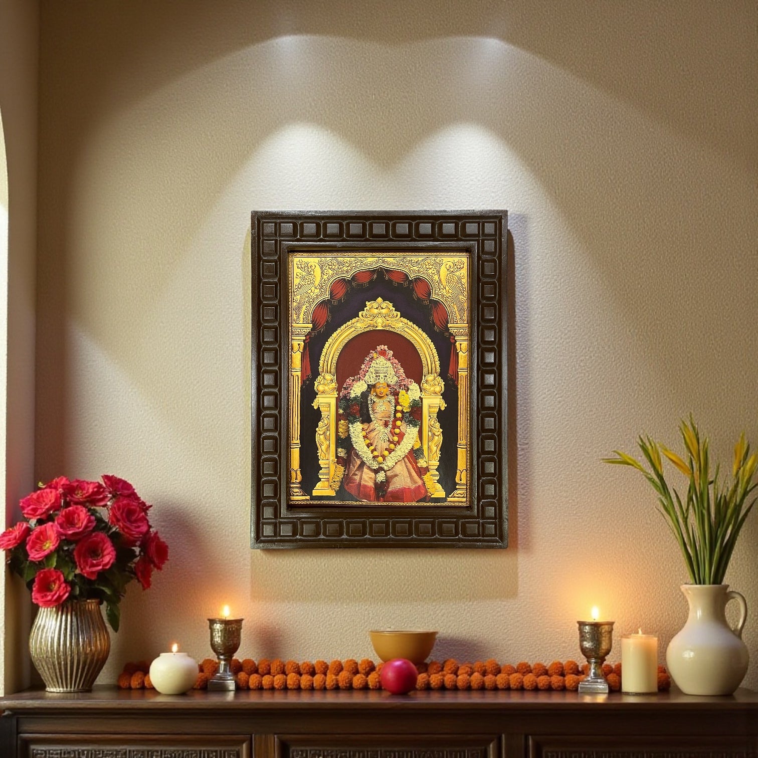 Chellandi Amma Gold Leafed Art With Wooden Frame